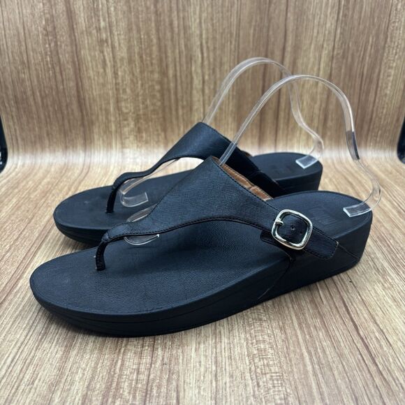 Fitflop Women's Thong Sandals LuLu Adjustable Leather 458-001 Black US Women 11 - Picture 3 of 8